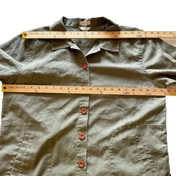 christopher & banks shacket button up long sleeve shirt jacket green size large - Picture 10 of 10